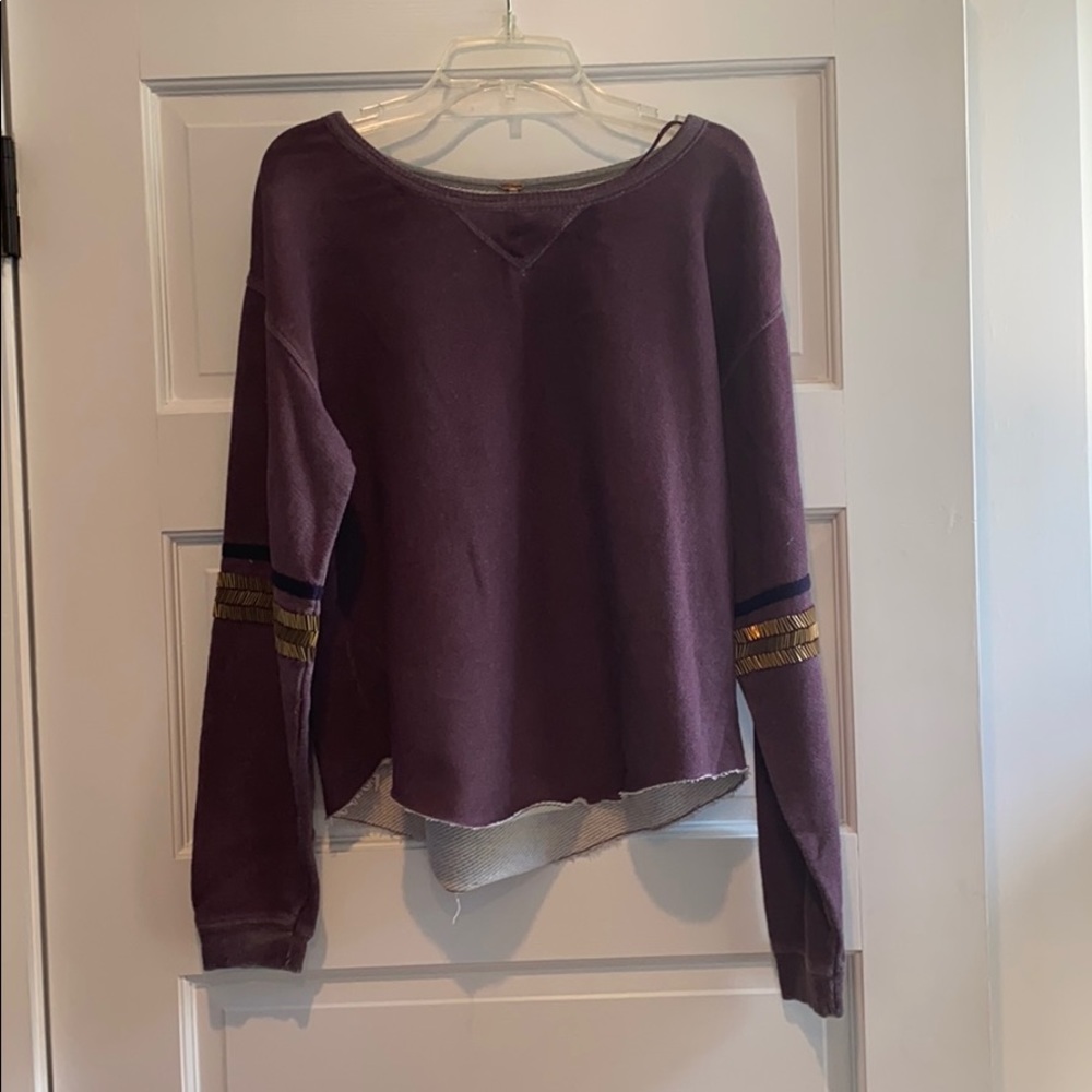Free People Burgundy Sweater with gold details